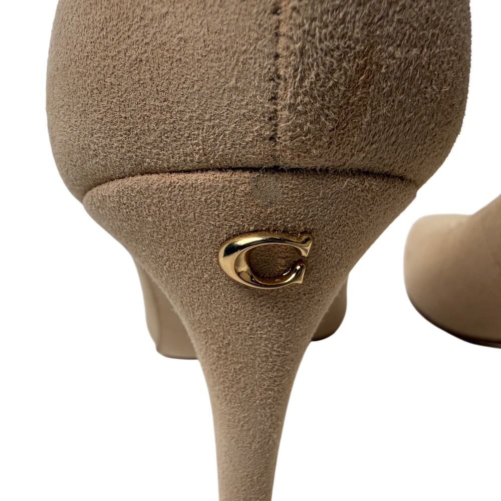 Coach Skyler Suede Pumps Beechwood Nude Stiletto Heel Pointed Toe - Picture 10 of 16